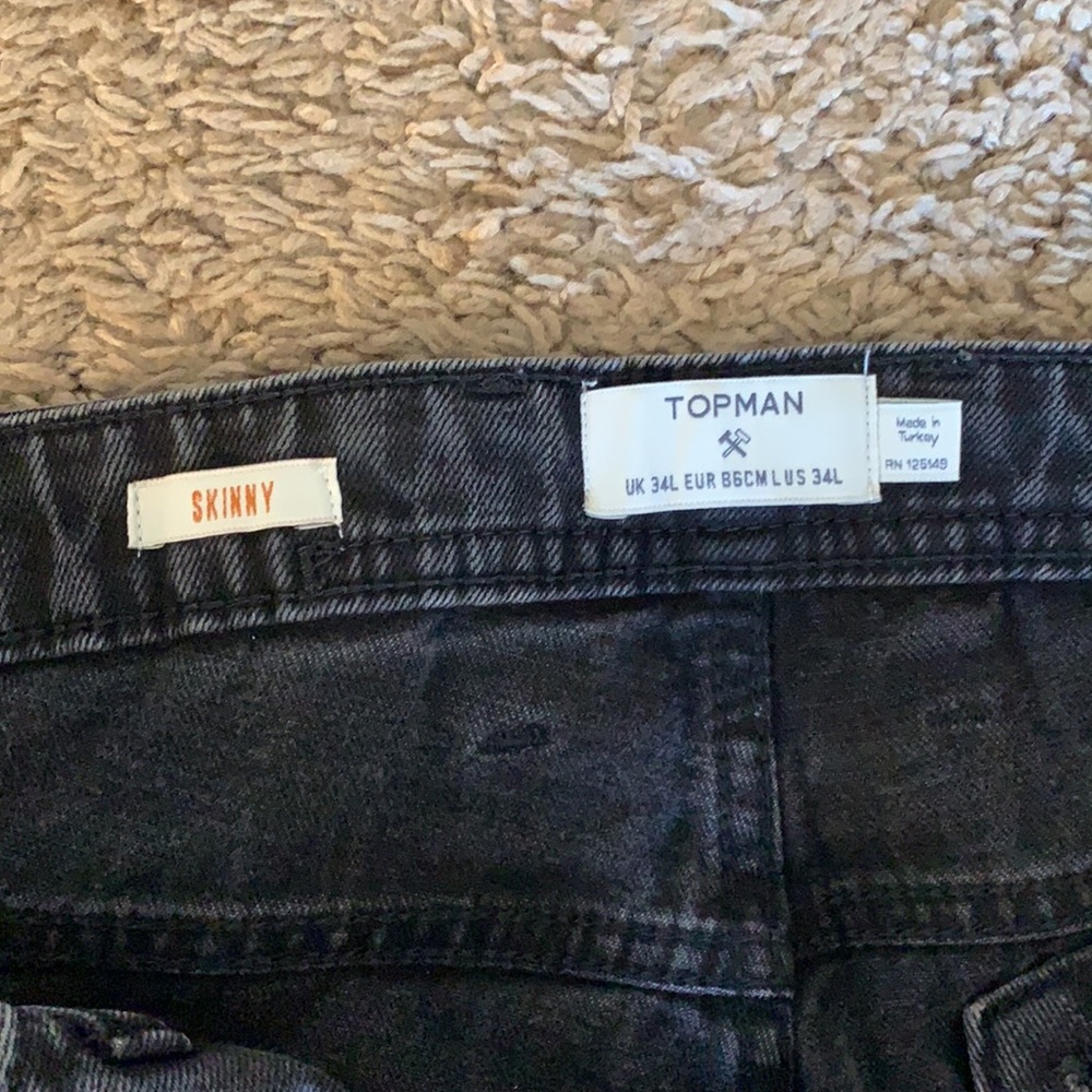 TOPMAN ripped skinny jeans BLK - Picture 2 of 6